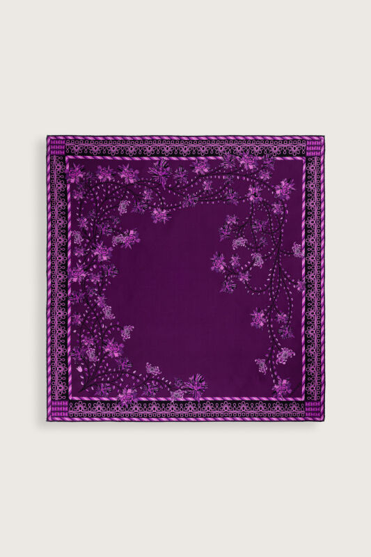 Peony Purple Silk Twill Scarf - 2