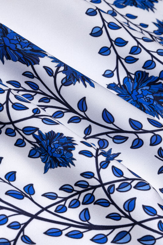 Peony White Silk Twill Scarf - 4