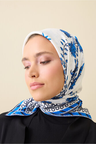 Peony White Silk Twill Scarf - Imannoor (1)