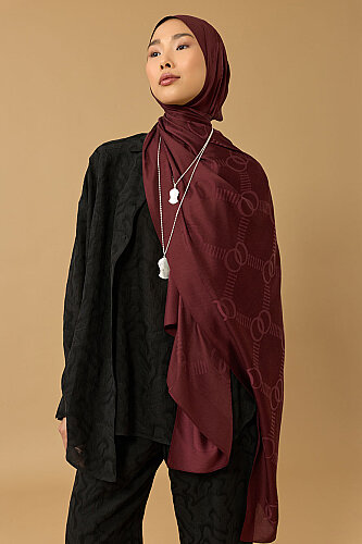 Petek Logo Bordo Naia Air Jakar Şal 70x210 - Imannoor