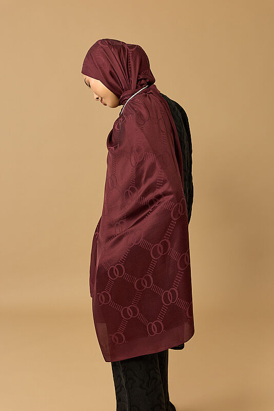 Petek Logo Bordo Naia Air Jakar Şal 70x210 - 3