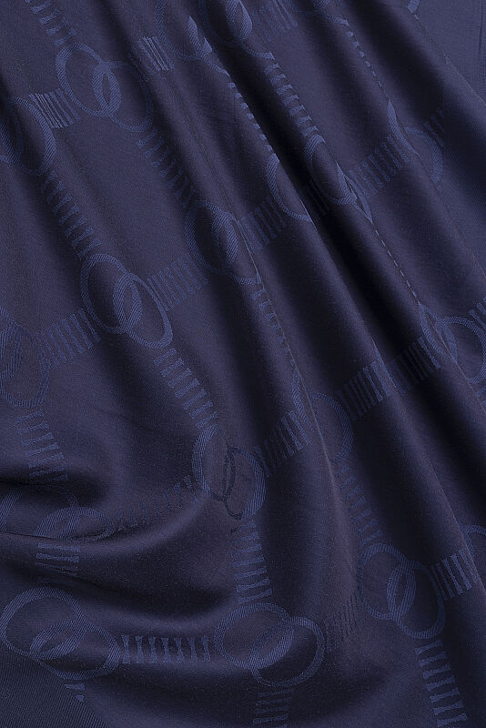 Petek Logo Navy Blue Naia Lyocell Jacquard Shawl 70x210 - 2