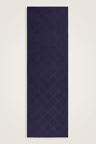 Petek Logo Navy Blue Naia Lyocell Jacquard Shawl 70x210 - Imannoor