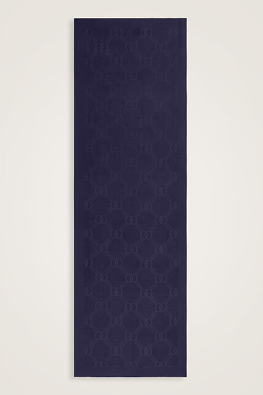 Petek Logo Navy Blue Naia Lyocell Jacquard Shawl 70x210 - 1