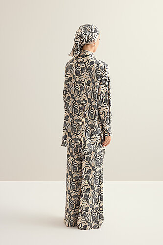 Pinecone Blossom Cream-Gray Twill Silk Trousers - 3