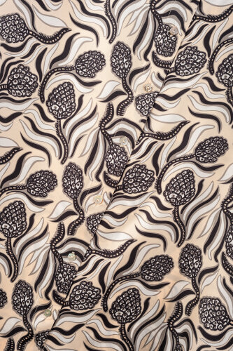 Pinecone Flower Cream-Gray Twill Silk Shirt - 2
