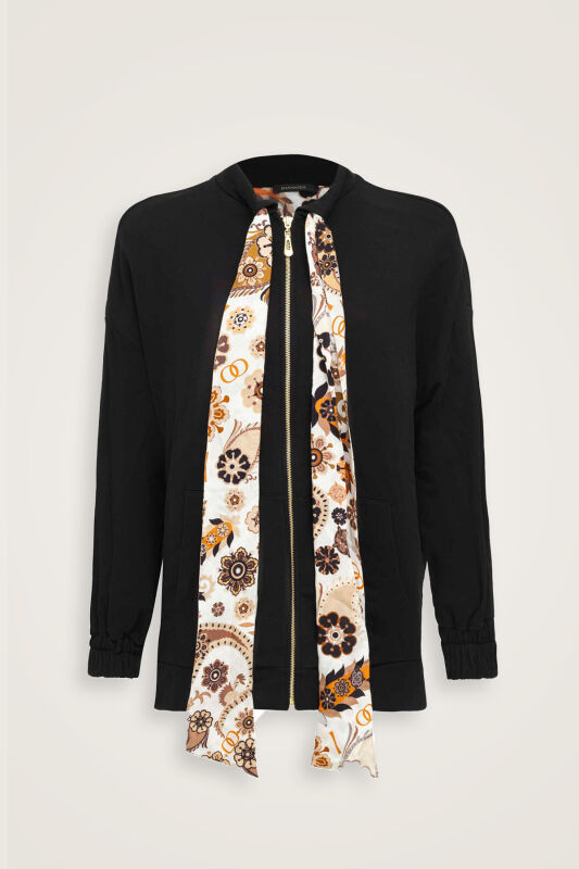 Plain Color Black-Beige Three Thread Tracksuit Top - 2