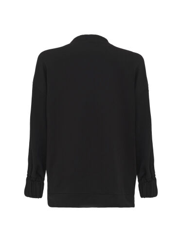 Plain Color Black Three Thread Tracksuit Top - 2