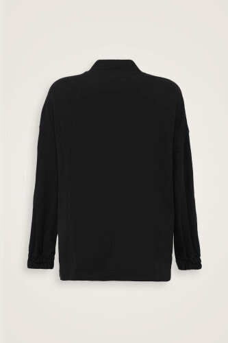 Plain Color Black Three Thread Tracksuit Top - 4