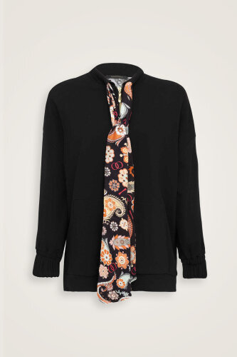 Plain Color Black Three Thread Tracksuit Top - 2