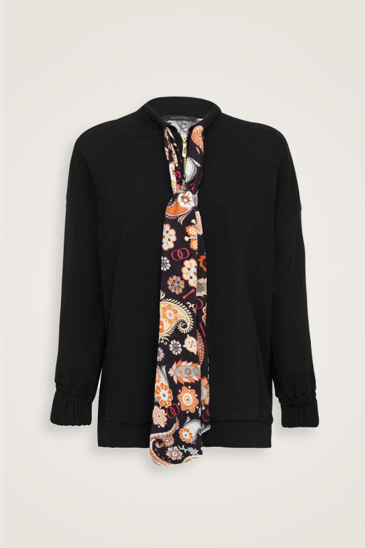 Plain Color Black Three Thread Tracksuit Top - 2