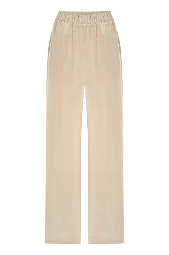 Plain Color Stone Silk Trousers - 1