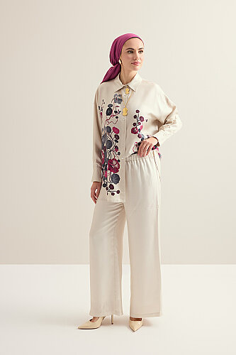Pool Flower Stone Silk Pants 