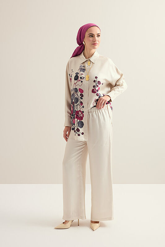 Pool Flower Stone Silk Pants - 1