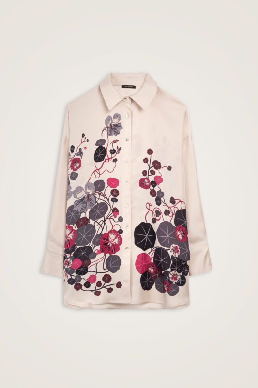 Pool Flower Stone Twill Silk Shirt - 1