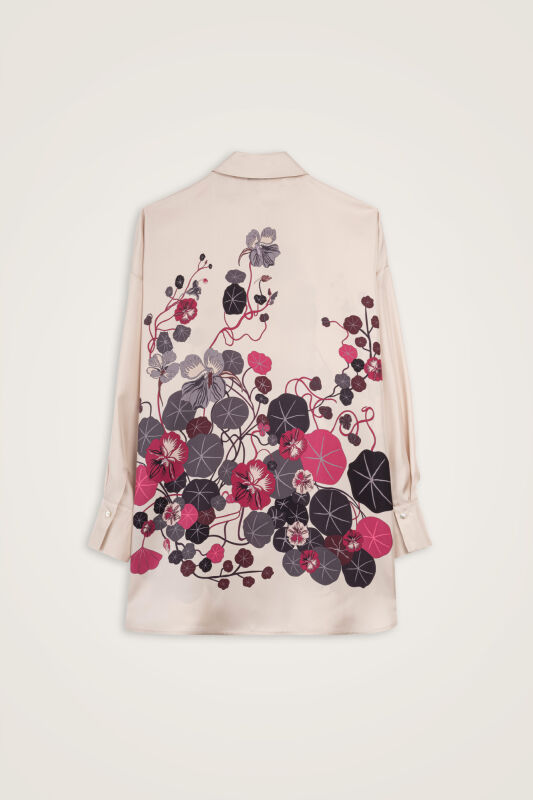 Pool Flower Stone Twill Silk Shirt - 3