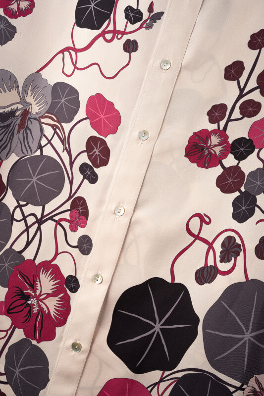 Pool Flower Stone Twill Silk Shirt - 2