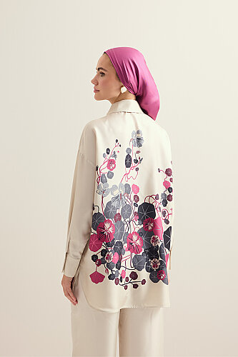 Pool Flower Stone Twill Silk Shirt - 7