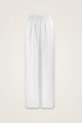 Pool Flower White Silk Trousers 