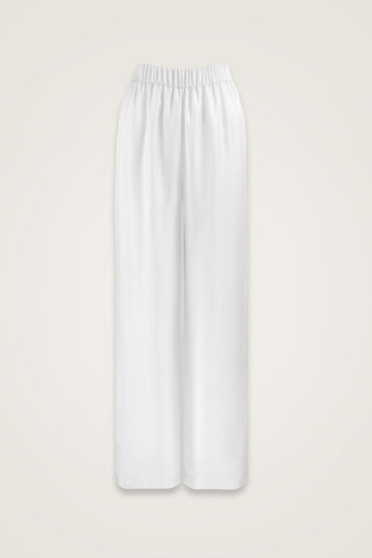 Pool Flower White Silk Trousers - 1