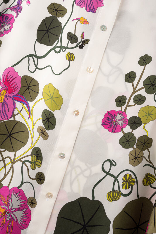 Pool Flower White Twill Silk Shirt - 2