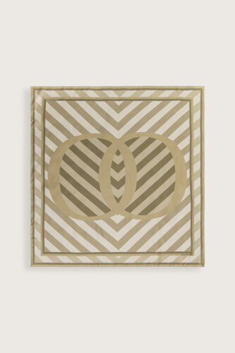 Pop Art Beige Silk Scarf - 2