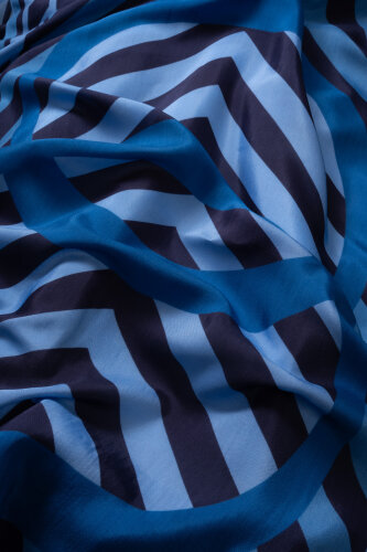 Pop Art Blue Viscose Shawl - 4