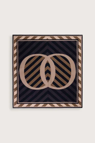 Pop Art Brown Silk Scarf - 2