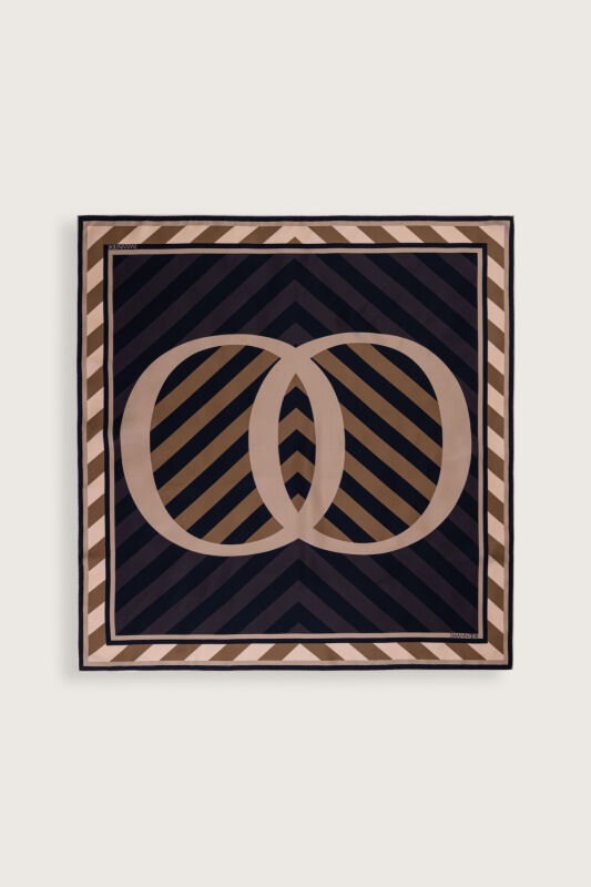 Pop Art Brown Silk Scarf - 2