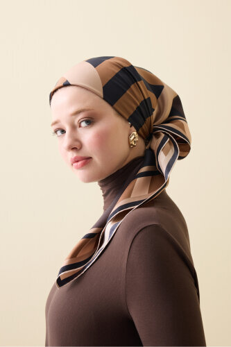 Pop Art Brown Silk Scarf 