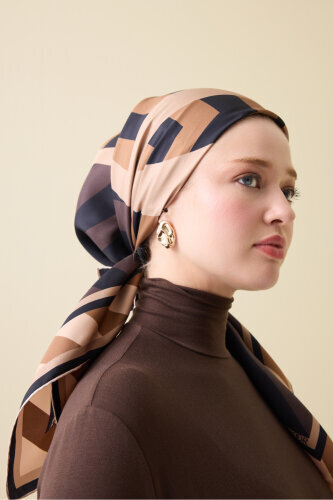 Pop Art Brown Silk Scarf - 6