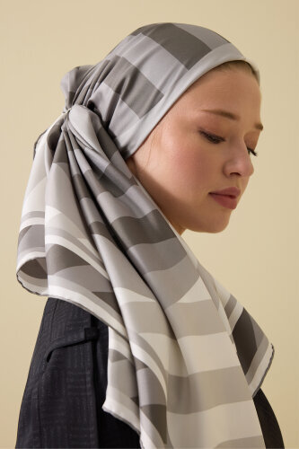 Pop Art Gray Silk Scarf - Imannoor