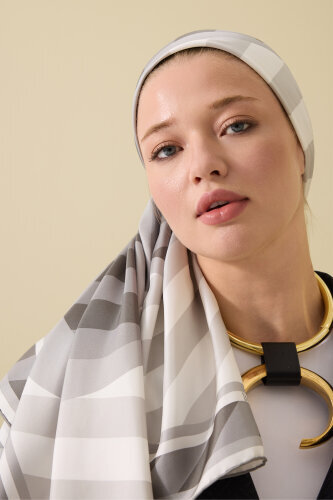 Pop Art Gray Silk Scarf - 3
