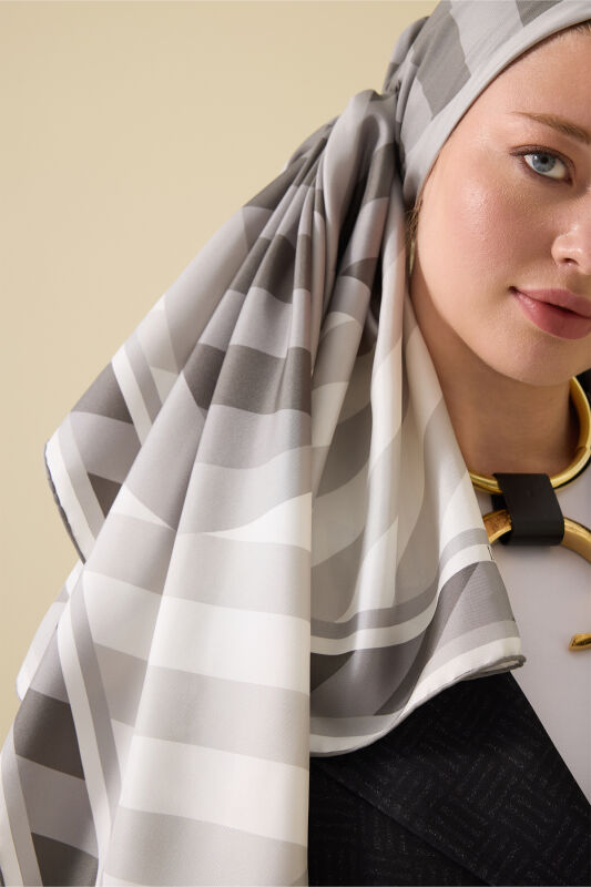 Pop Art Gray Silk Scarf - 6