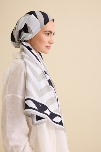 Pop Art Gray Viscose Shawl - 5