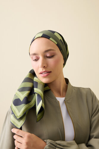 Pop Art Green Silk Scarf - 5