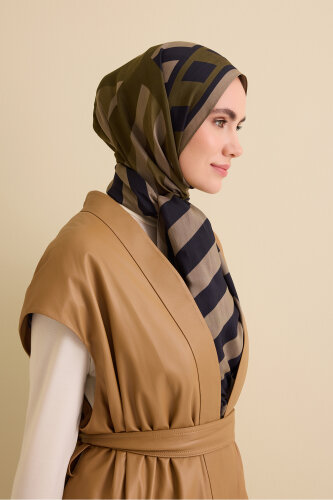 Pop Art Khaki Viscose Shawl - 3
