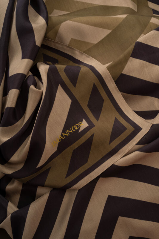 Pop Art Khaki Viscose Shawl - 4