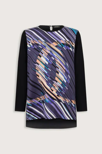 Pop Art Navy Blue Knit Blouse - Imannoor (2)