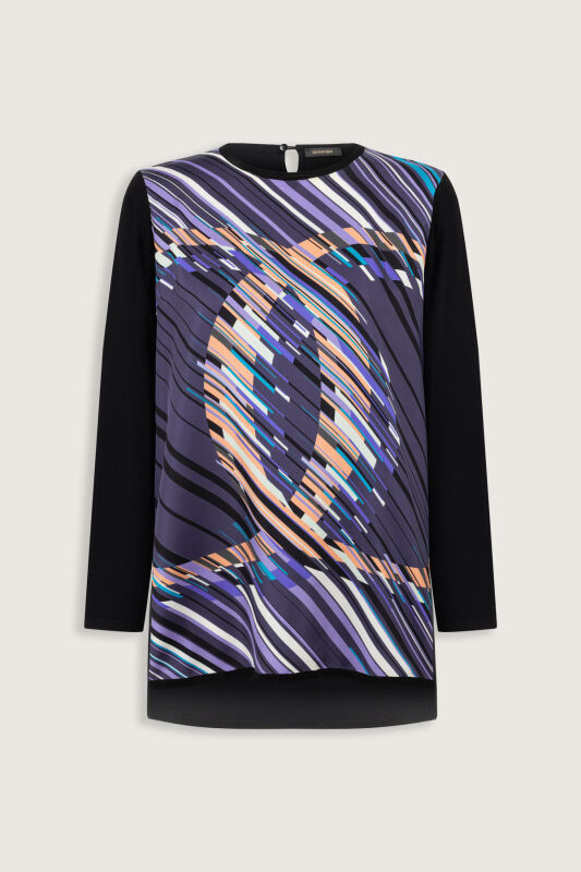 Pop Art Navy Blue Knit Blouse - 2
