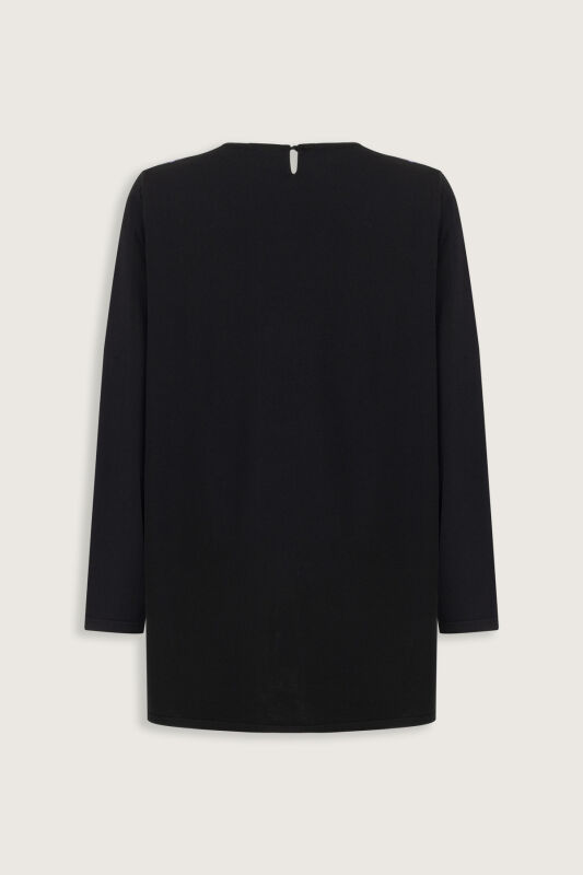 Pop Art Navy Blue Knit Blouse - 4