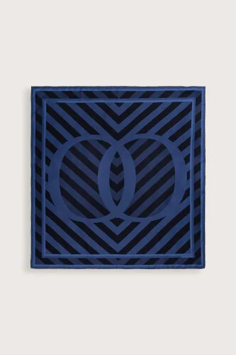 Pop Art Navy Blue Silk Scarf - 2