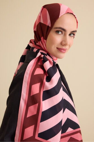 Pop Art Red Viscose Shawl - 3