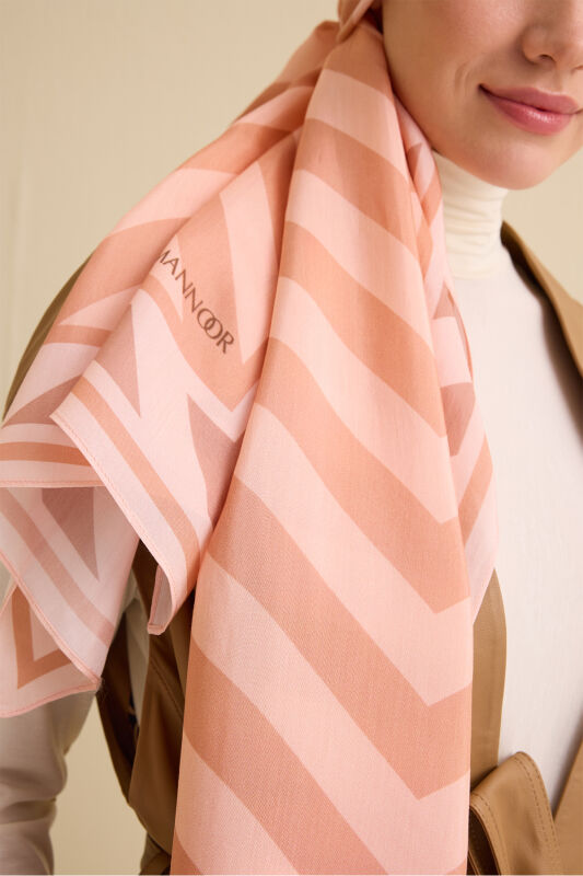 Pop Art Salmon Viscose Shawl - 3