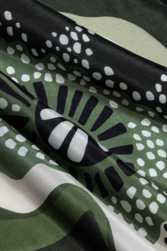 Poppy Green Cotton Floss Shawl - 4