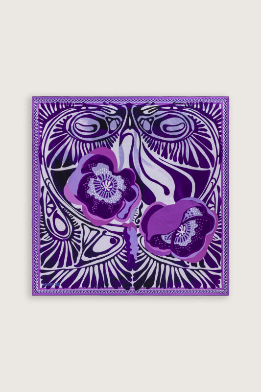 Poppy Navy Blue-Purple Double-Sided Silk Twill Scarf - 4