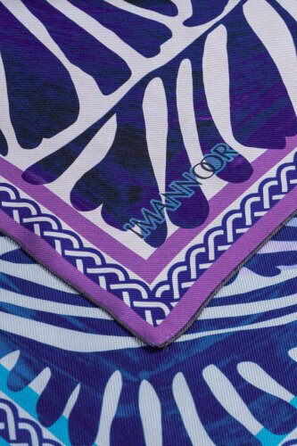 Poppy Navy Blue-Purple Double-Sided Silk Twill Scarf - 6