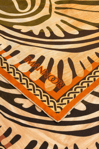 Poppy Orange-Beige Double-Sided Silk Twill Scarf - 6