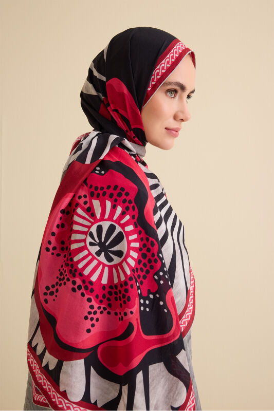 Poppy Red Cotton Floss Shawl - 1