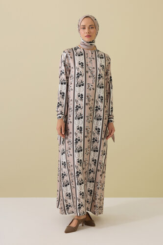 Powder Platter Silk Dress with Swing Cuff Detail - 1